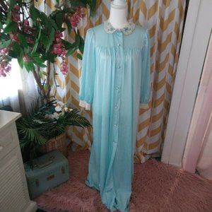 Lorraine Size S Vintage Aqua Button Up nightgown